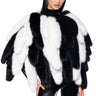 Front View Run This Town Faux Fur Fox Tail Cape In Black And White