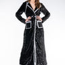 Front View Runaway Baby Long Sequin Trench Jacket