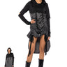 Front View Running Around Cinched Hoodie Dress In Black