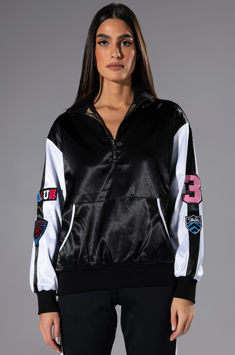 Front View Running Laps Reversible Quarter Zip Sweatshirt