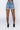 Back View Runway High Waisted Stretchy Rhinestone Jean Shorts in Medium Blue Denim