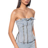 Front View Ryan Strapless Denim Top