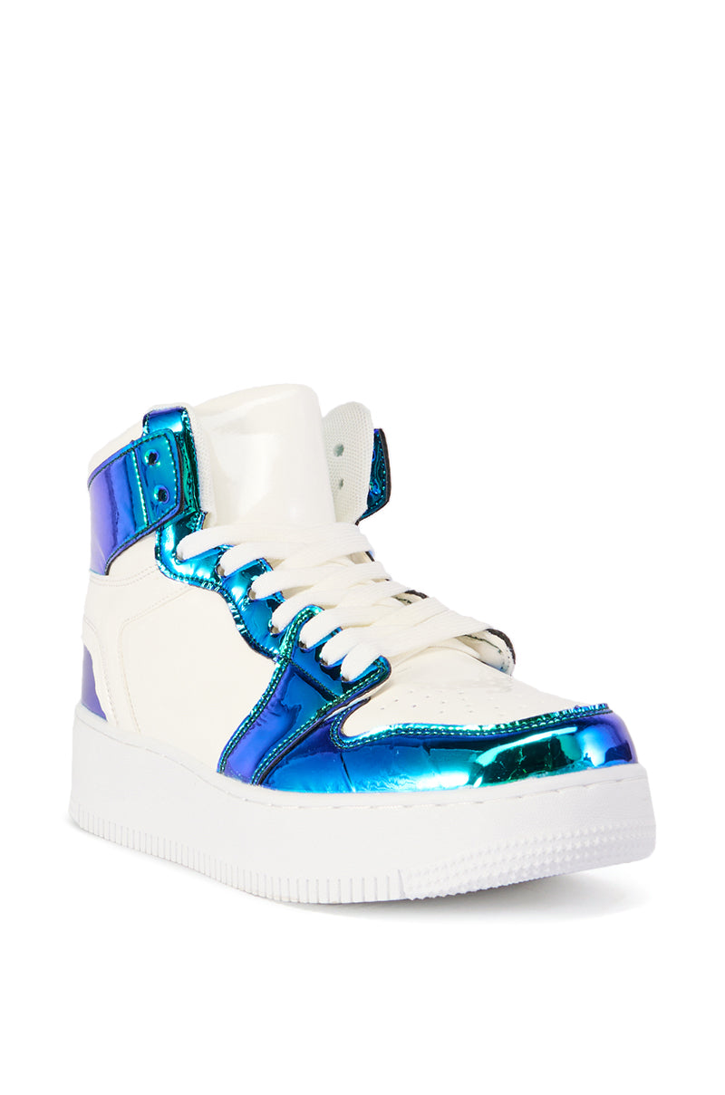 Detail View Rylee Green Metallic High Top Sneaker