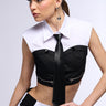 Front View Sabrina Tie Detail Corset Blouse