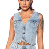 Front View Sabz Fitted Denim Vest