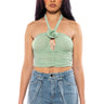 Front View Sadie Sage Green Keyhole Halter Top