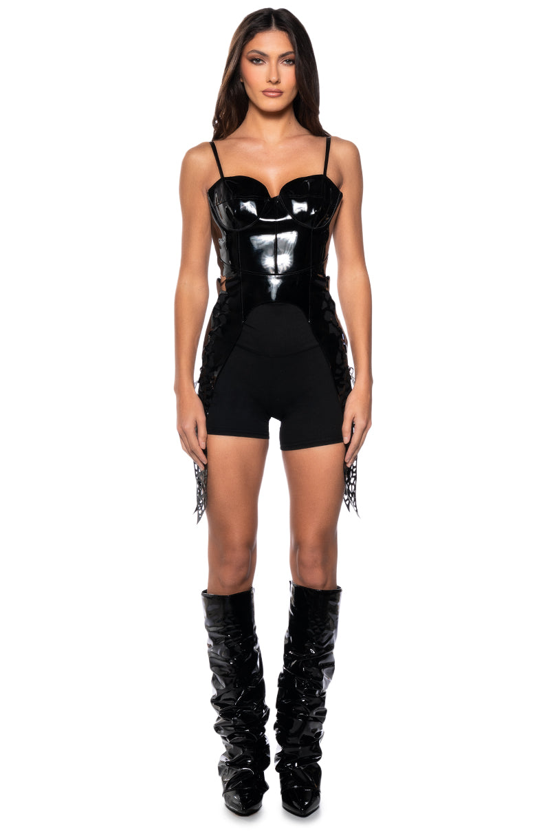 Extra View Safe On My Own Vinyl Corset Top