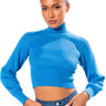 Front View Sage Cropped Turtleneck Sweater