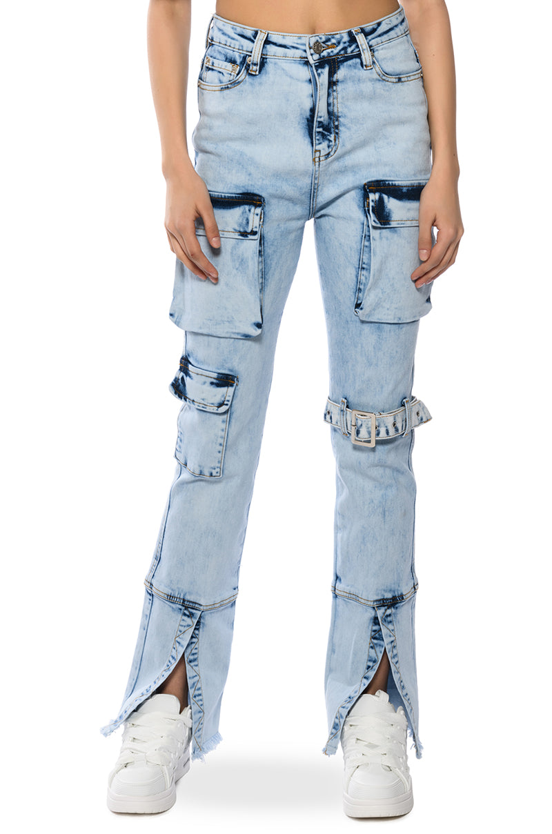 Front View Sammi Denim Cargo Pant 1