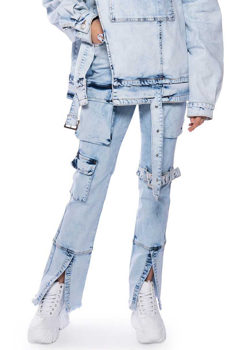 Front View Sammi Denim Cargo Pant 0