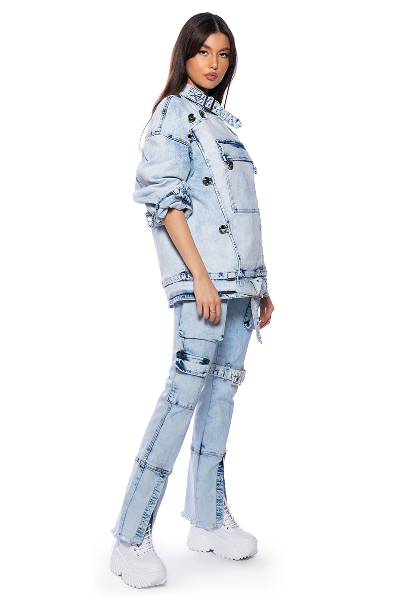 Side View Sammi Denim Cargo Pant 2