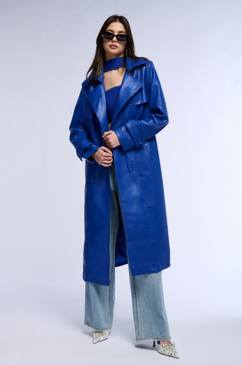 Extra View Sando Blue Pu Trench Coat 5