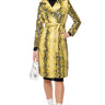 Front View Sando Snake Pleather Trench Coat With Zipper Trim