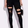 Front View Sandy High Waisted Destroyed Frayed Skinny Jean