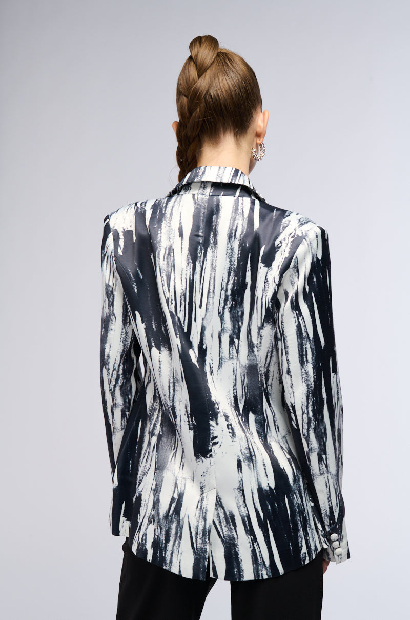Extra View Satin Scribble Print Blazer 5