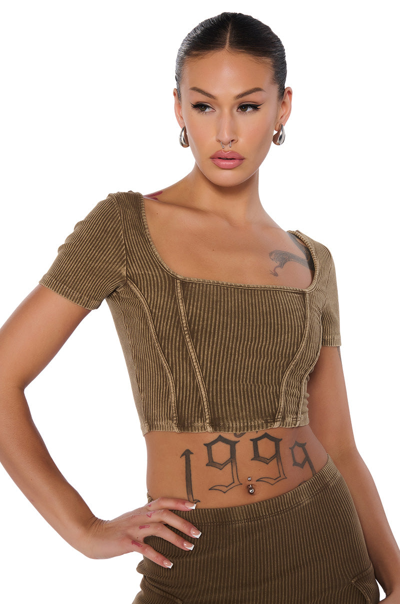 SAVANNAH MINERAL WASH SHORT SLEEVE KNIT TOP view 0