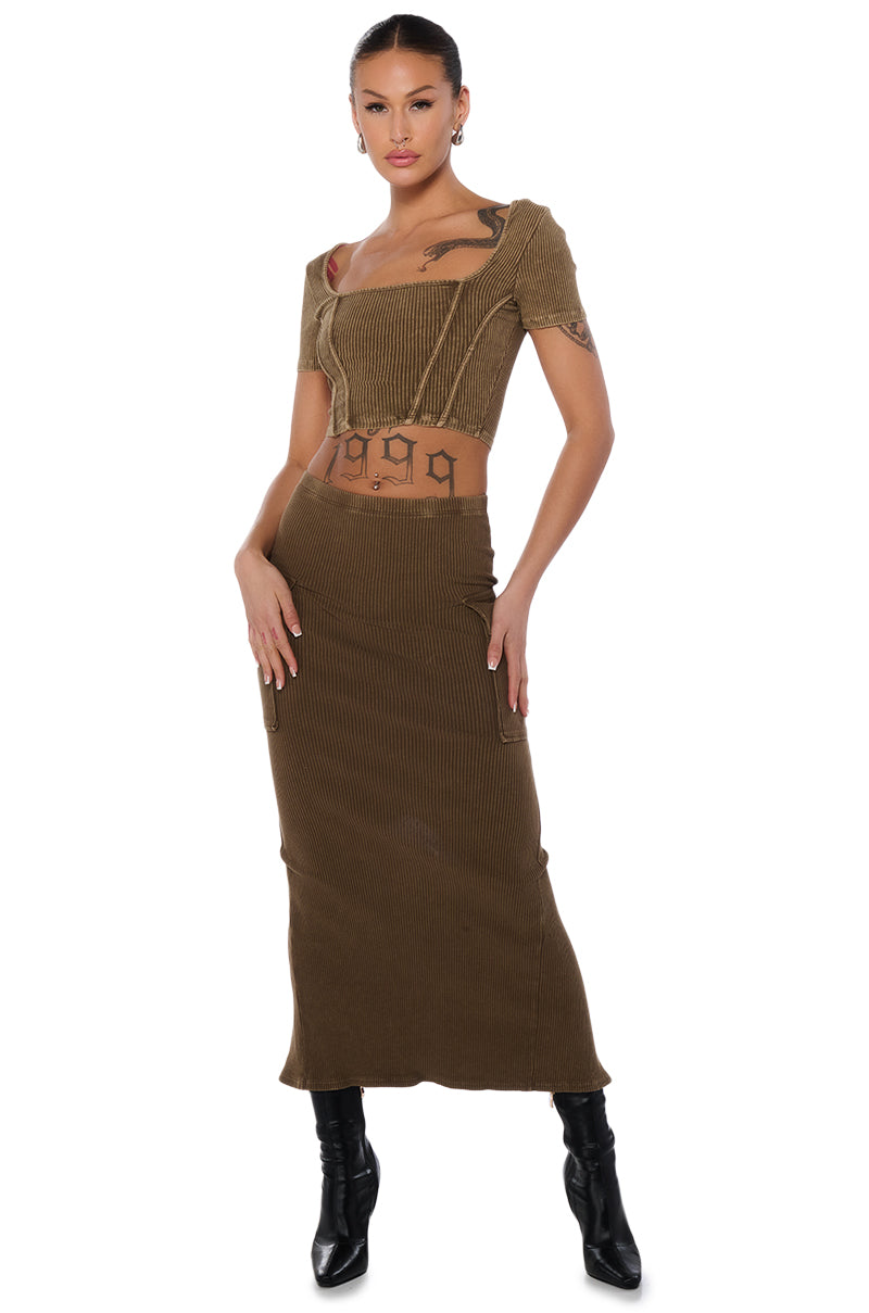 Back View Savannah Mineral Wash Short Sleeve Knit Top