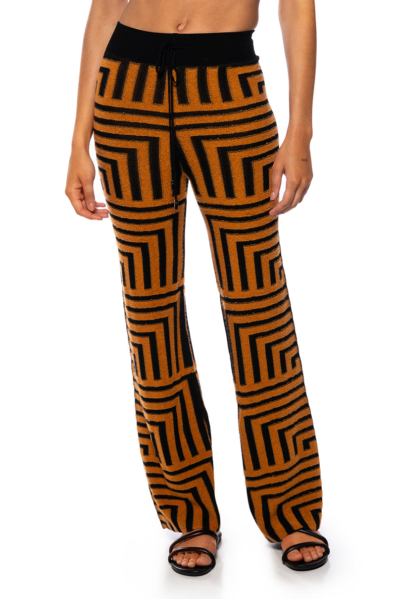 Front View Savannah Wide Leg Orange Pants