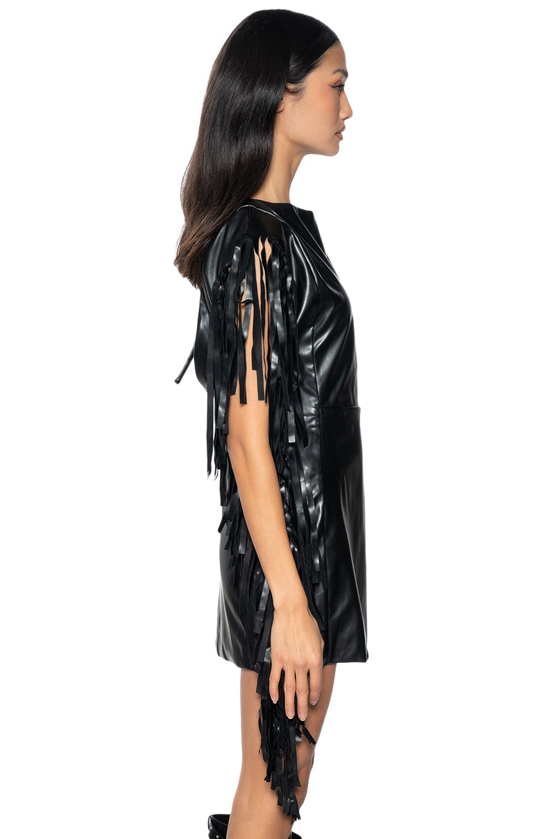 SAVE A HORSE PU FRINGE MINI DRESS AKIRA SAVE A HORSE PU FRINGE MINI DRESS AKIRA