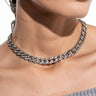 Front View Save Me Silver Rhinestone Necklace Set