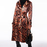 Front View Savvy Satin Zebra Print Trench Coat