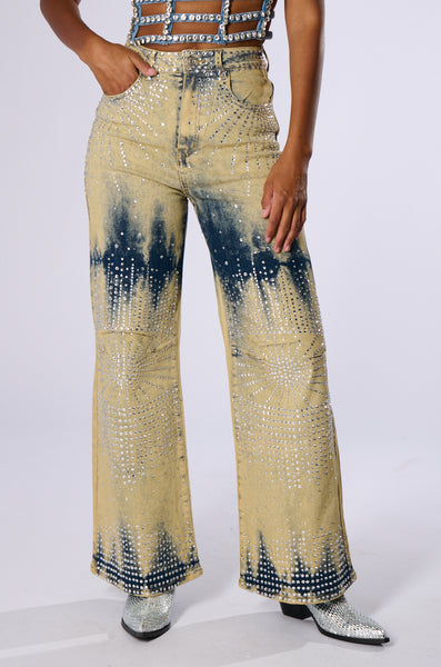 SAY IT TO MY FACE DENIM PANT WITH RHINESTONE – AKIRA