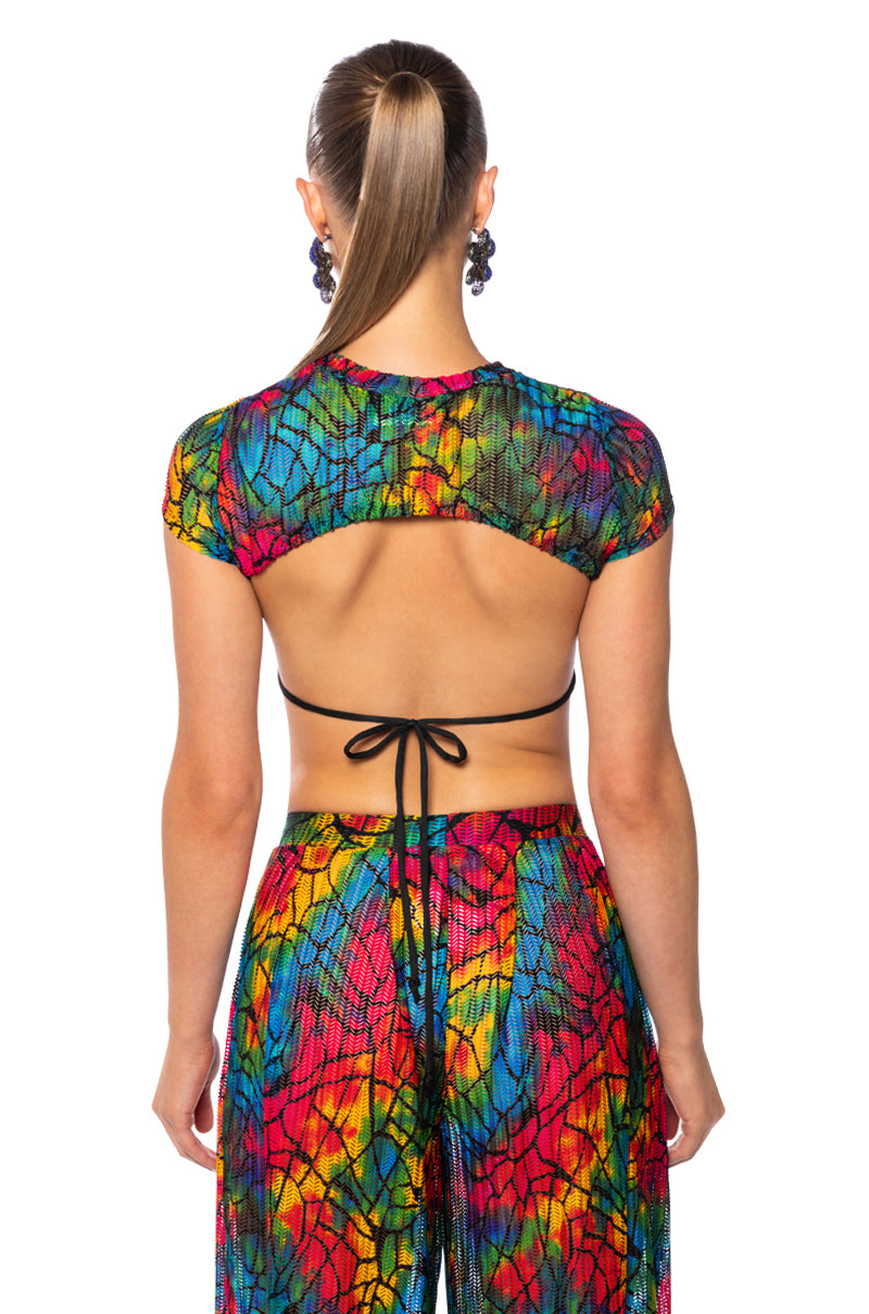 Detail View Say My Name Colorful Stretch Backless Tshirt view 4