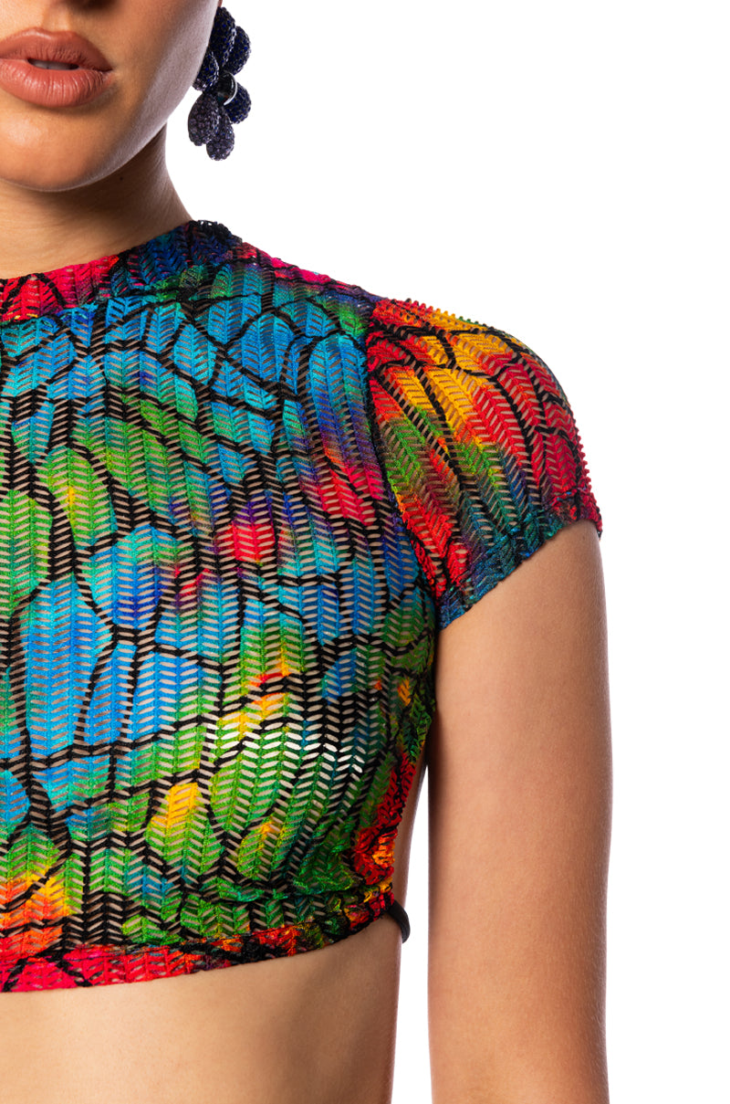 Full View Say My Name Colorful Stretch Backless Tshirt view 5