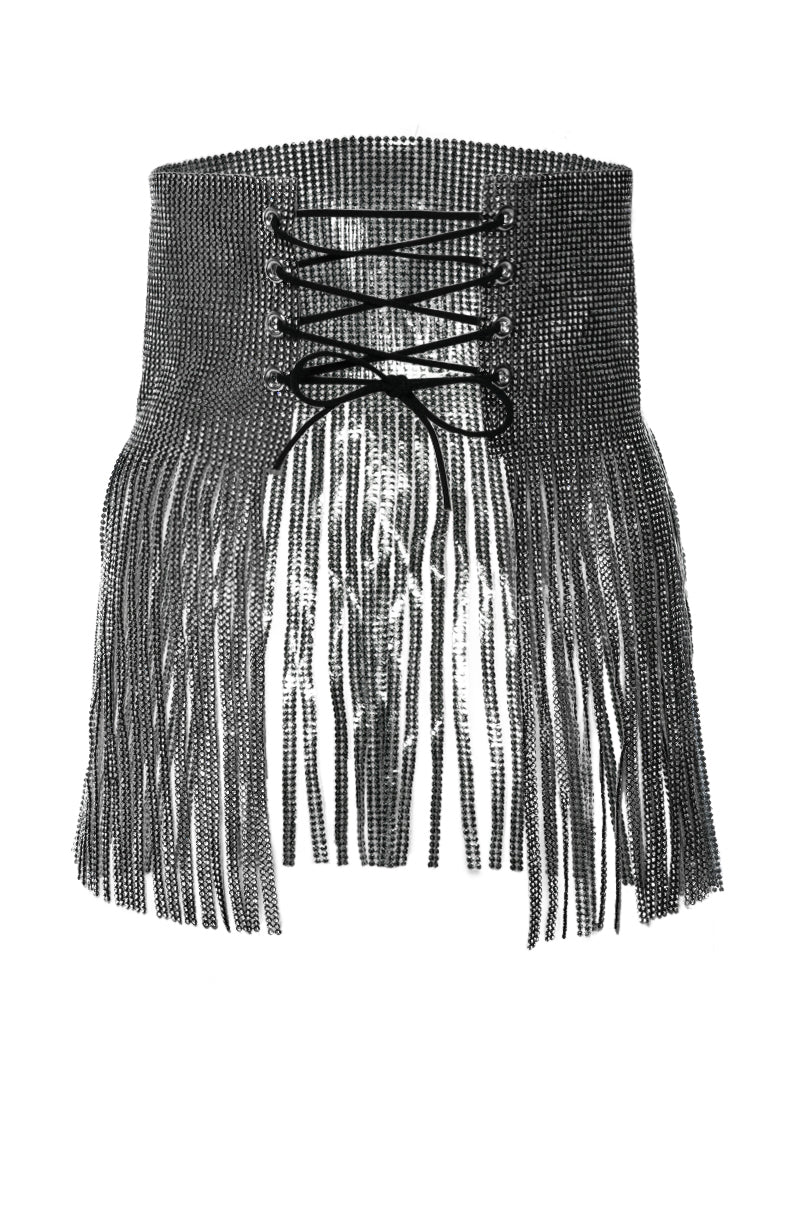 Front View Say My Name Corset Rhinestone Skirt Belt