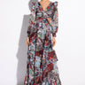 Front View Scarf Print Cut Out Maxi Dress