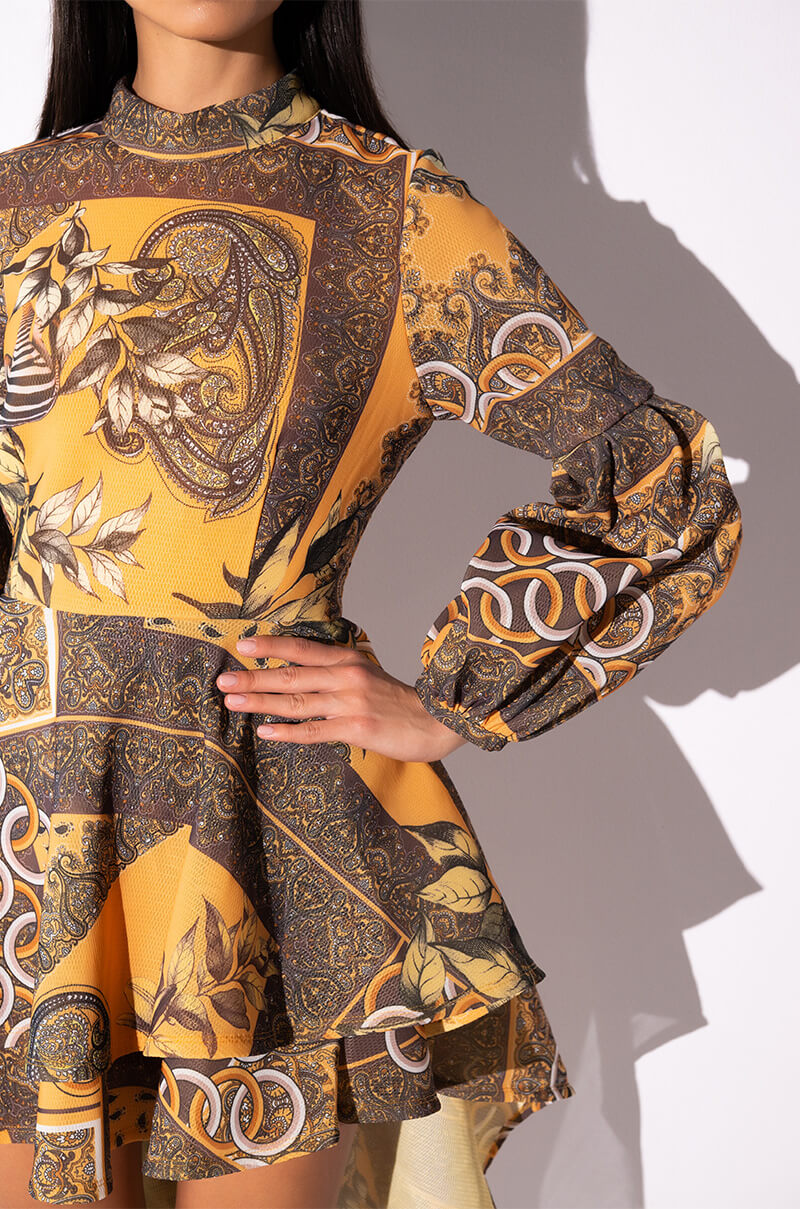 long sleeve scarf print dress Veronica Beard Carstowe Scarf-Print Mini Dress | Light Pistachio Multi
