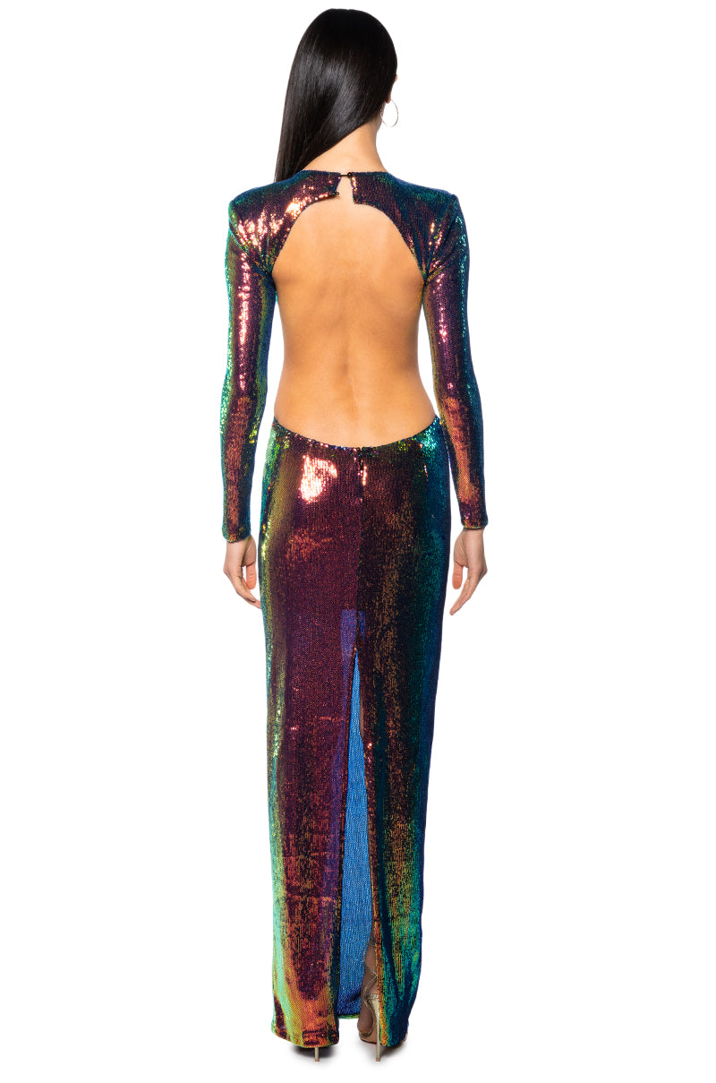 Detail View Scarlett Cut Out Sequin Gown