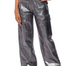 Front View Seaside Lovers Foil Effect Wide Leg Cargo Pants