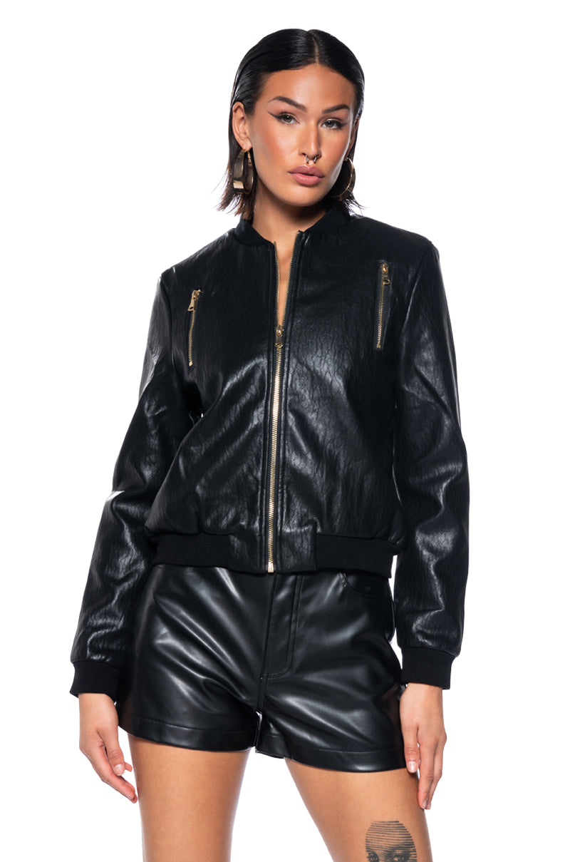 Side View Season Pu Bomber Jacket