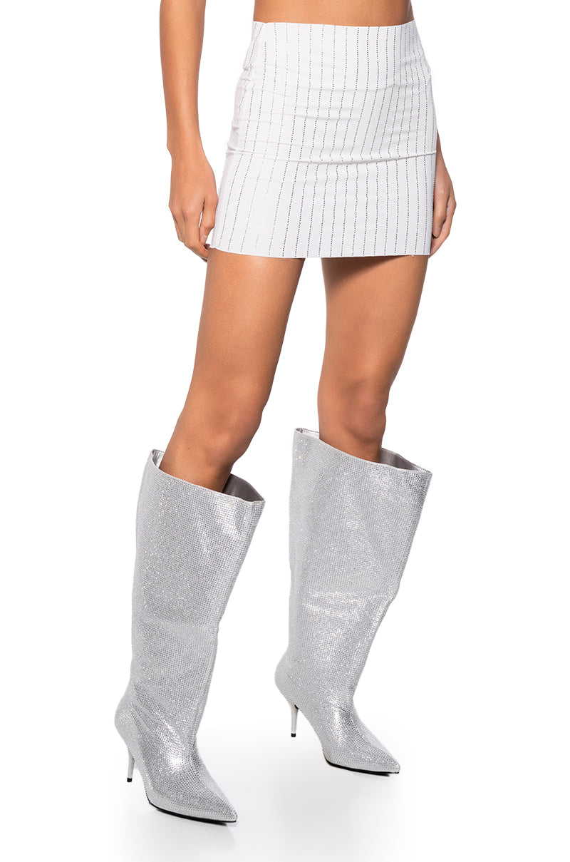 SECOND SKIN RHINESTONE MINI SKIRT IN BLACK view 0