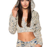 Front View Secret Weapon Distressed Denim Hooded Top