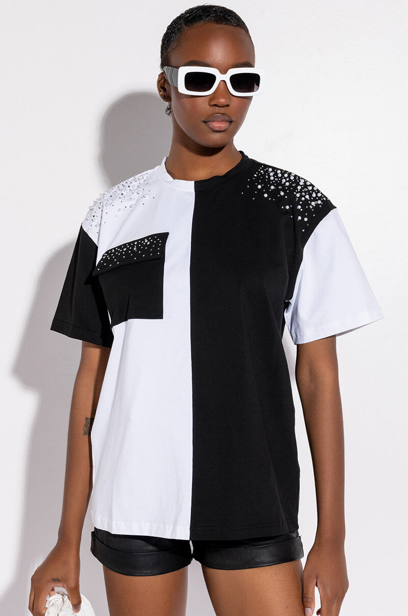 Front View See Ya Later Oversized Rhinestone Tshirt 1