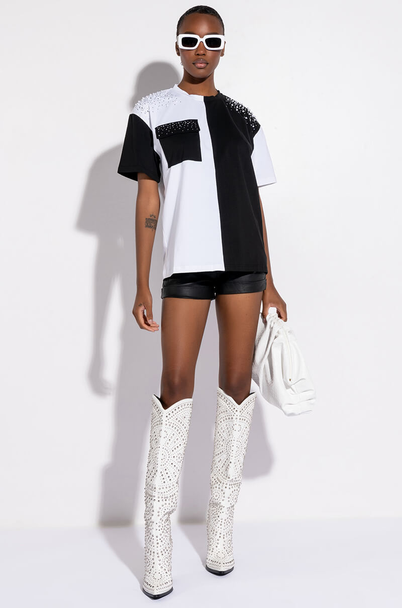 Side View See Ya Later Oversized Rhinestone Tshirt 2