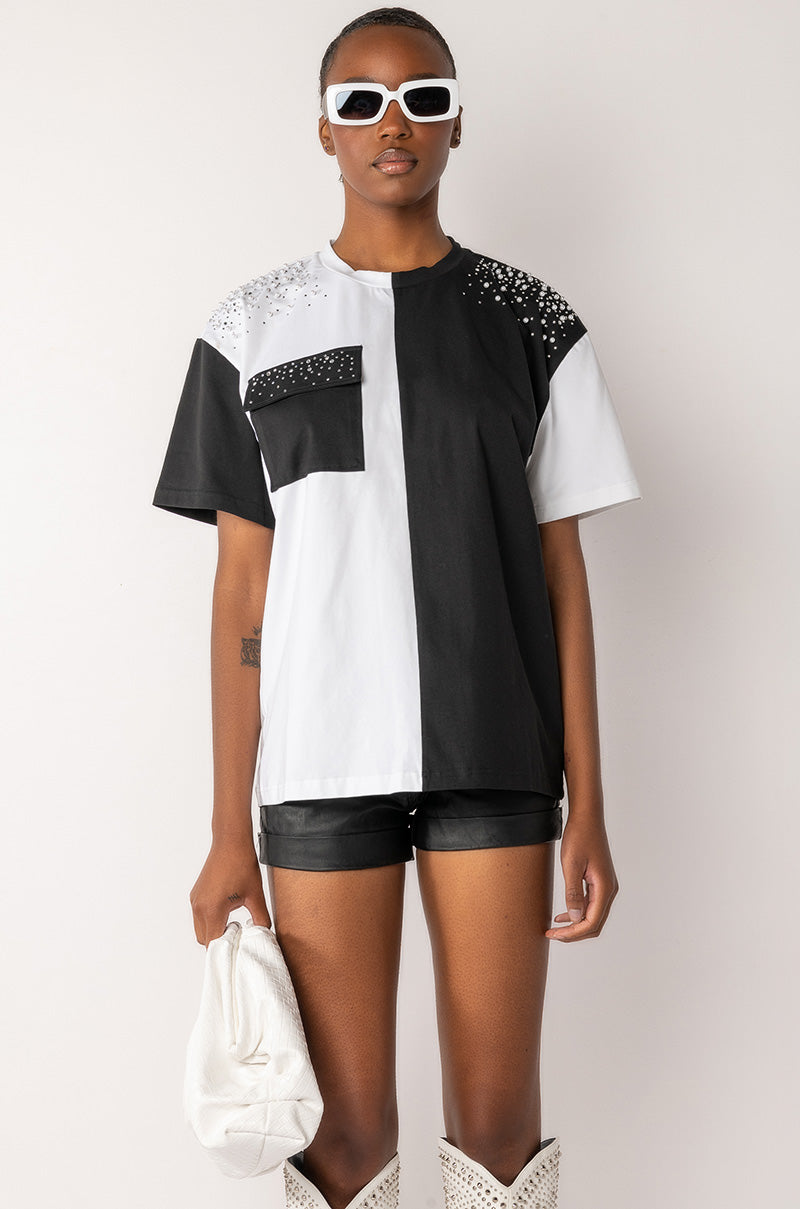Back View See Ya Later Oversized Rhinestone Tshirt 3