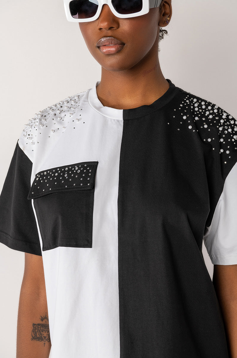 Extra View See Ya Later Oversized Rhinestone Tshirt 7