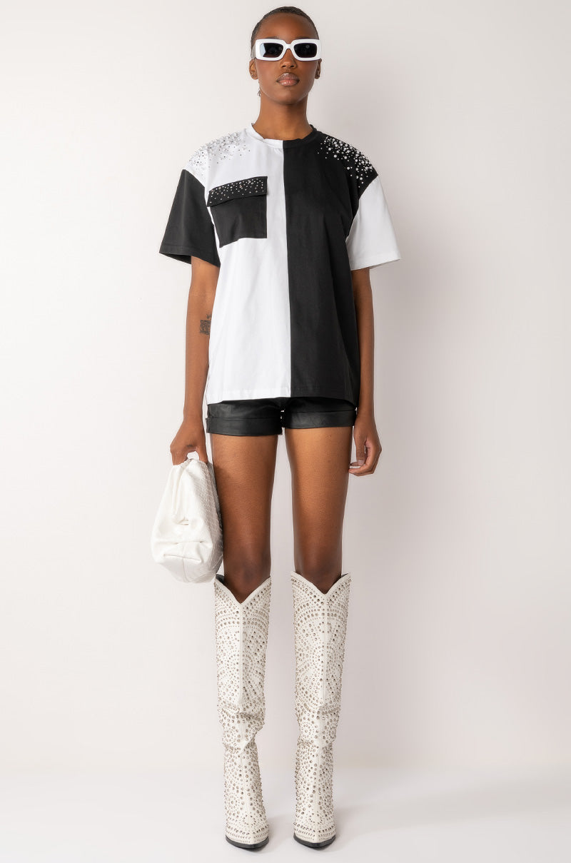 Extra View See Ya Later Oversized Rhinestone Tshirt 8