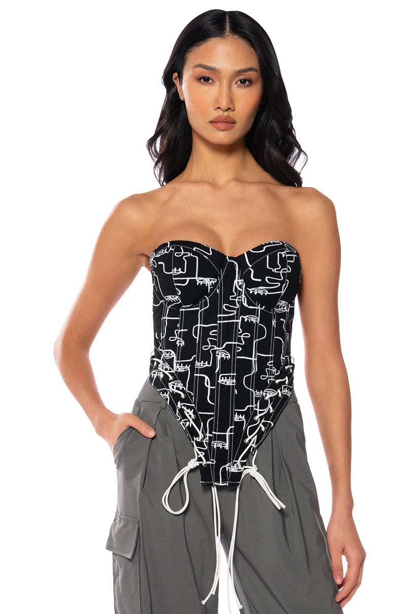 Front View Seeing Double Lace Up Corset