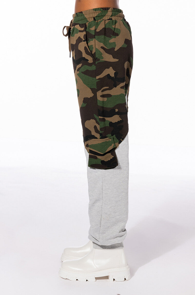Detail View Selfish Heart Camo Color Blocked Joggers view 4