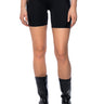 Front View Send It Up Zip Front Faux Leather Bike Short