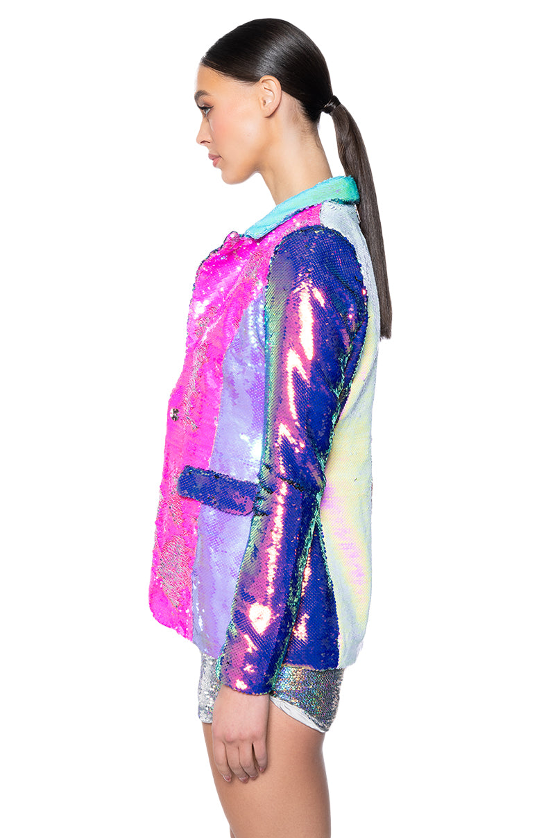 Detail View Sequin Color Block Blazer