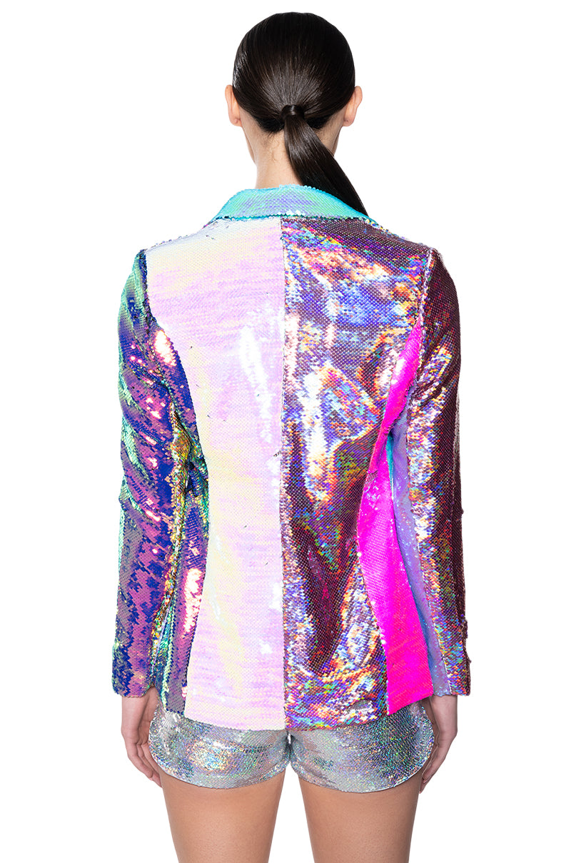 Extra View Sequin Color Block Blazer
