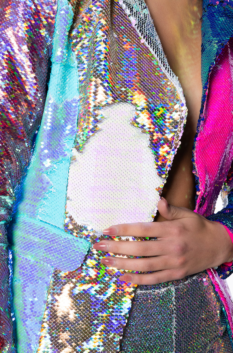 Extra View Sequin Color Block Blazer