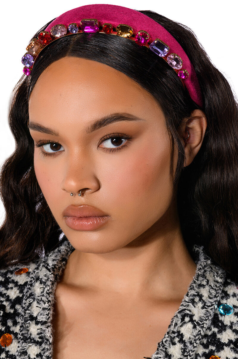 Front View Serena Rhinestone Headband Set