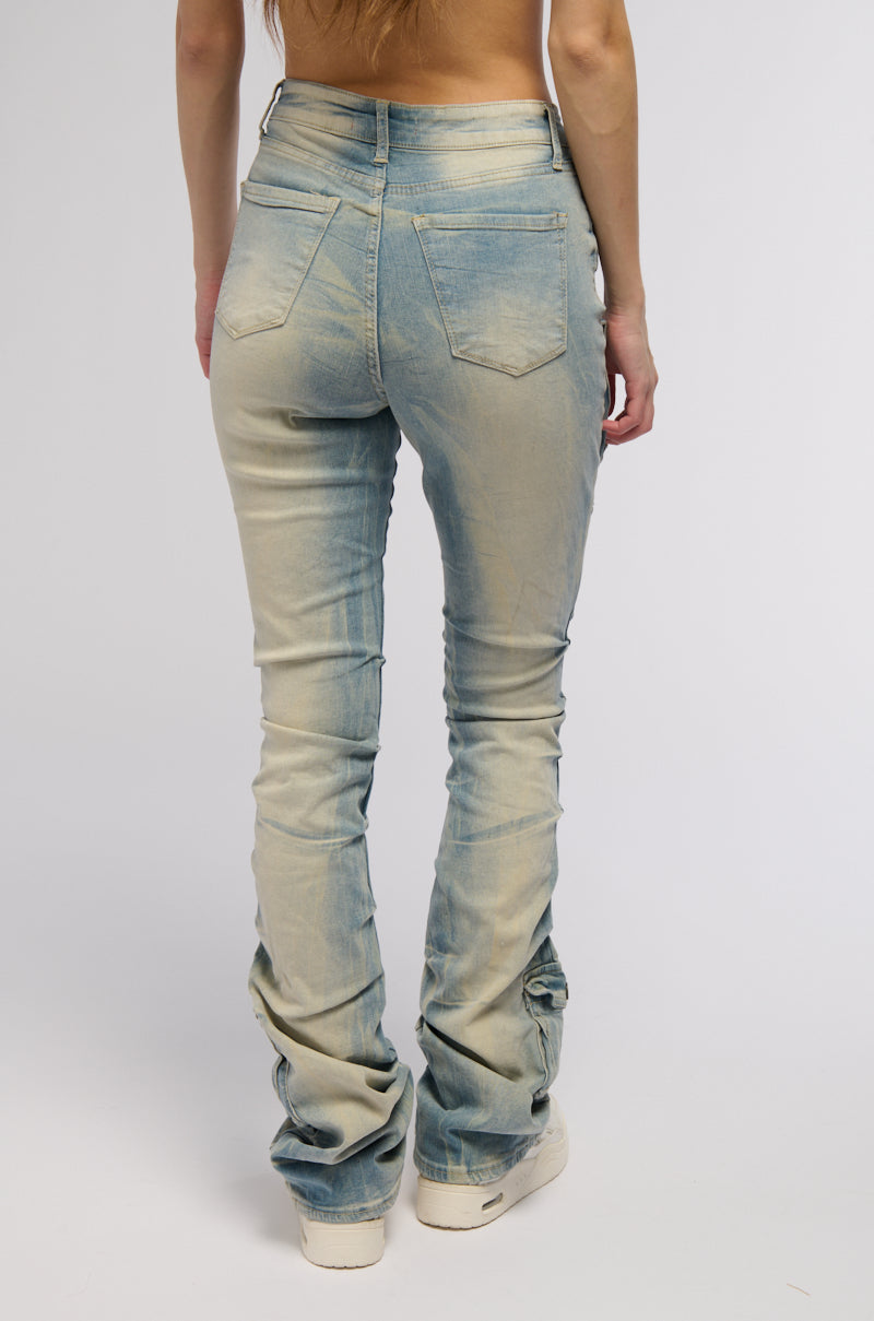 Detail View Seville High Rise Stacked Jeans