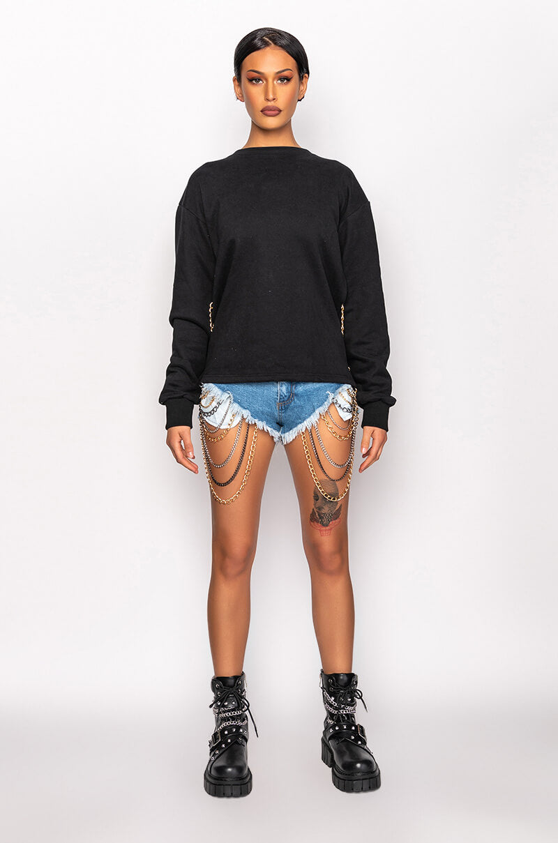 Extra View Sexy Chain Denim Shorts